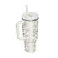Leopard Print Thermal Coffee Mug with Lid and Straw