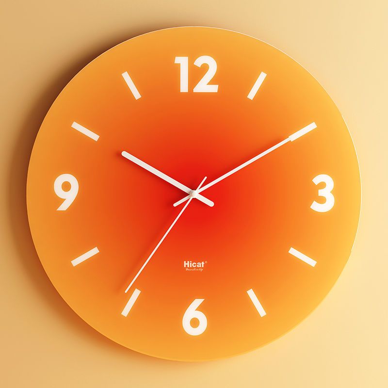 Stylish Glass Wall Clock | Orange Gradient Face