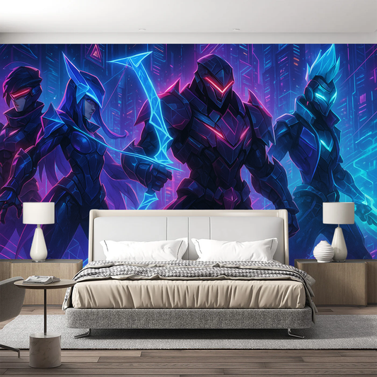 Cool Gaming Cyberpunk Wall Mural Wallpaper - HappyKidMart