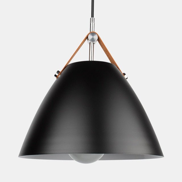 Stylish Hanging Light | Brown Leather Aluminum Shade