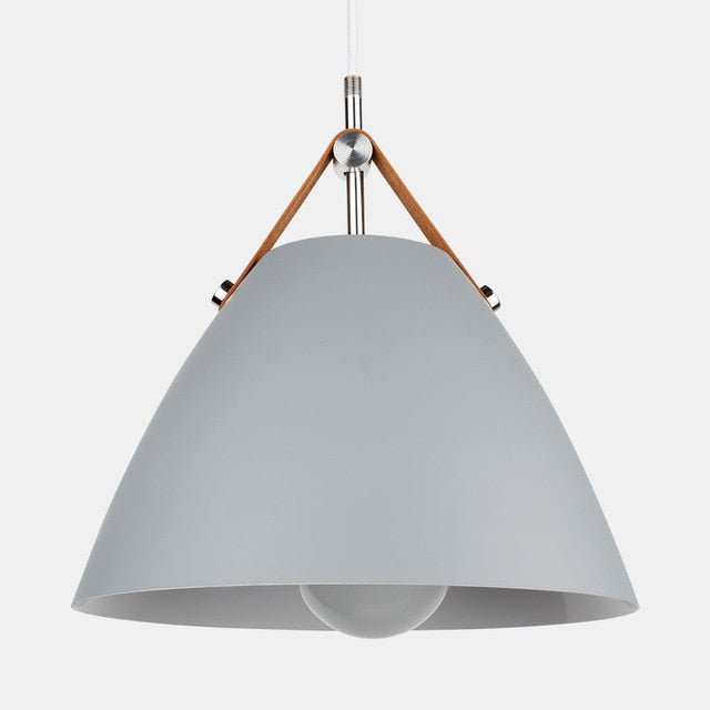 Stylish Hanging Light | Brown Leather Aluminum Shade