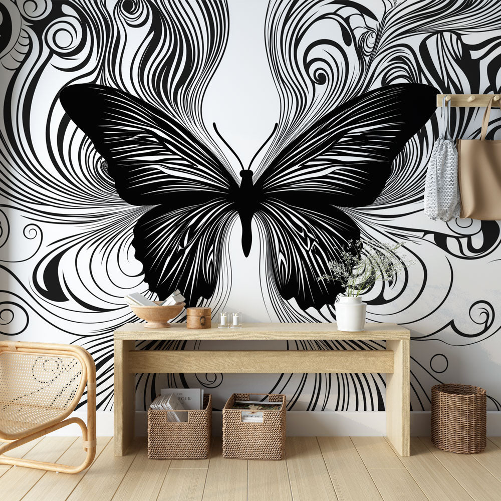 Chic Monochrome Butterfly Wall Mural - HappyKidMart
