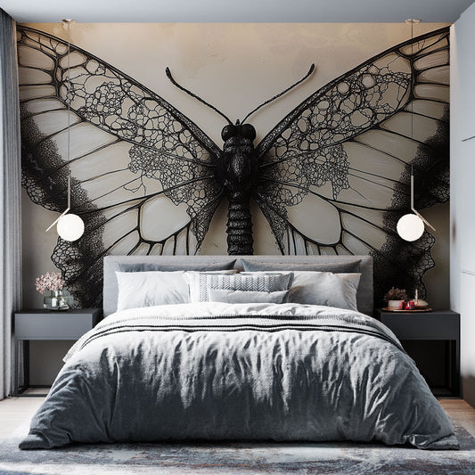 Beautiful Floral Wall Mural | Elegant Black Pattern - HappyKidMart
