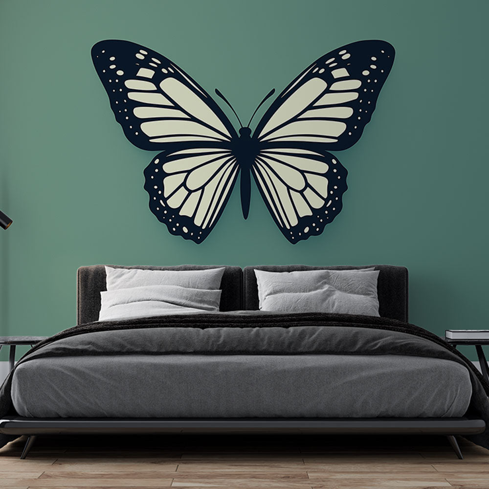 Simple Monochrome Butterfly Wall Mural - HappyKidMart