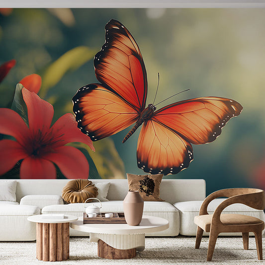 Vibrant Floral Butterfly Wall Mural - HappyKidMart