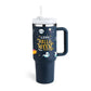 Leopard Print Thermal Coffee Mug with Lid and Straw