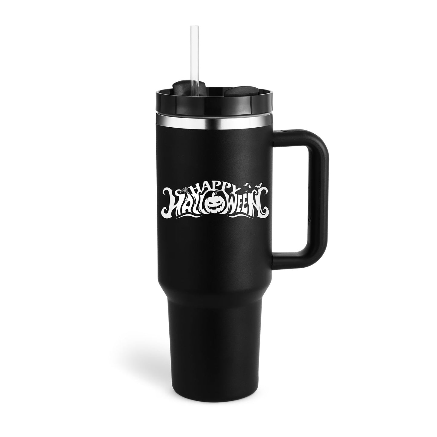 Leopard Print Thermal Coffee Mug with Lid and Straw