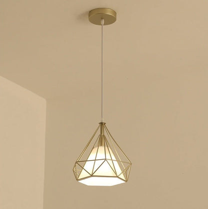 Modern Gold Pendant Lamp With White Glass Shade