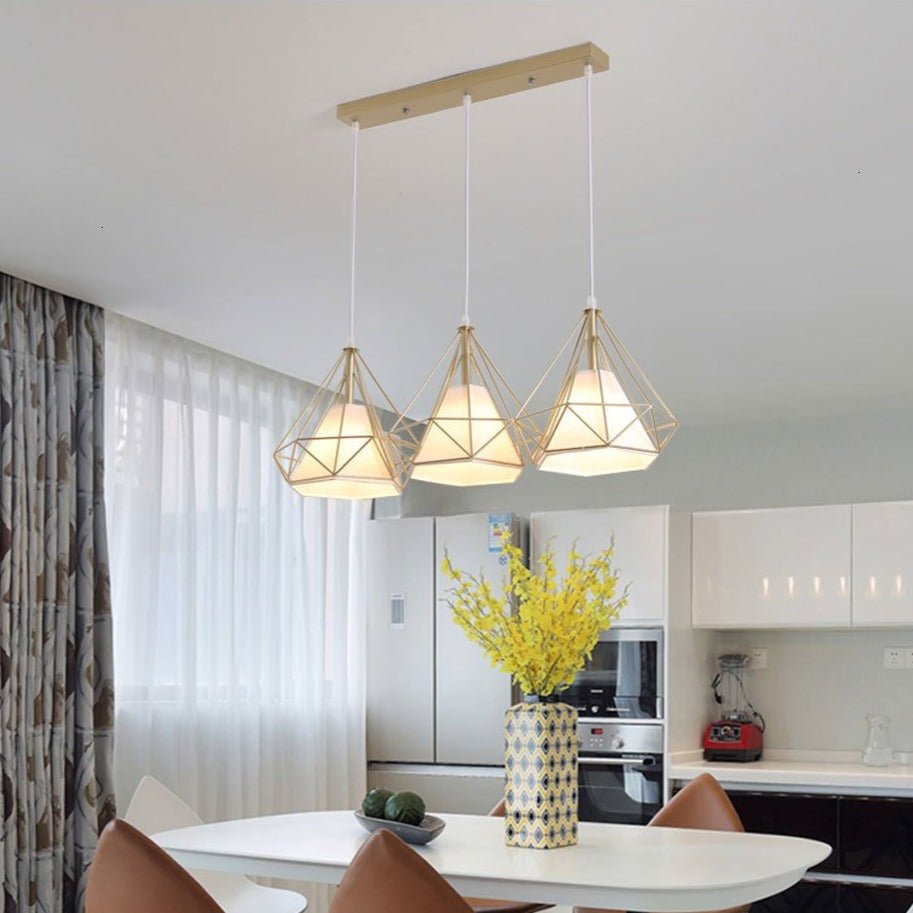 Modern Gold Pendant Lamp With White Glass Shade