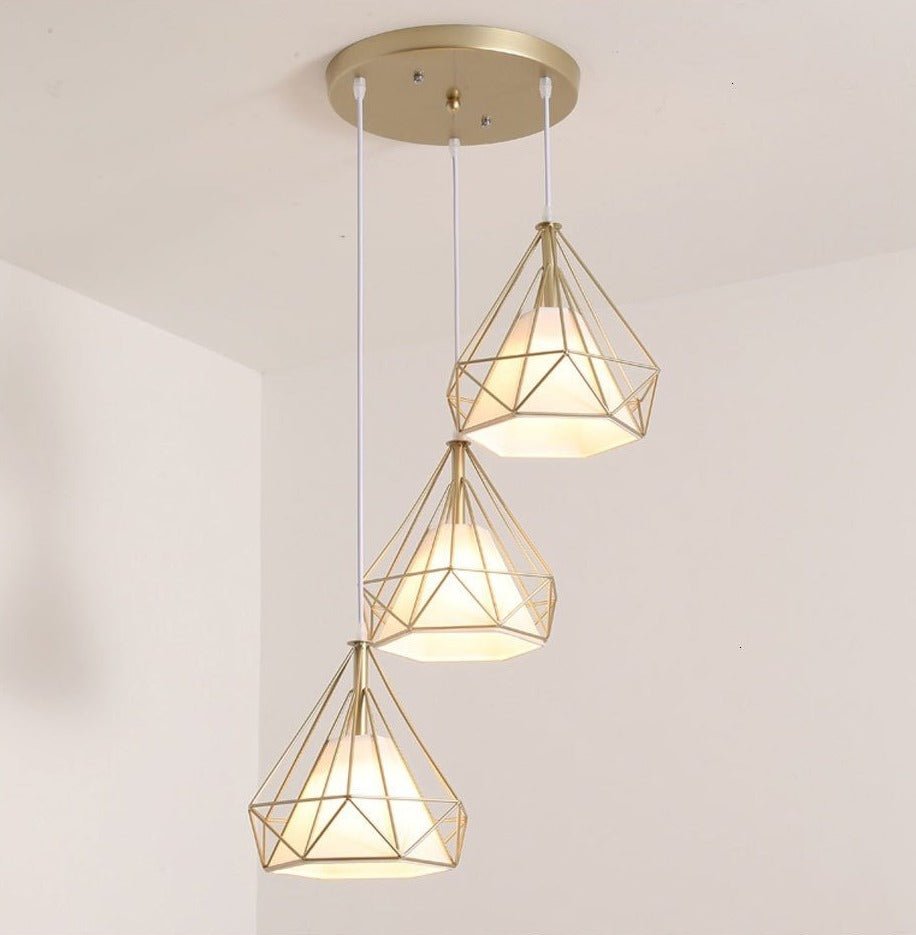 Modern Gold Pendant Lamp With White Glass Shade