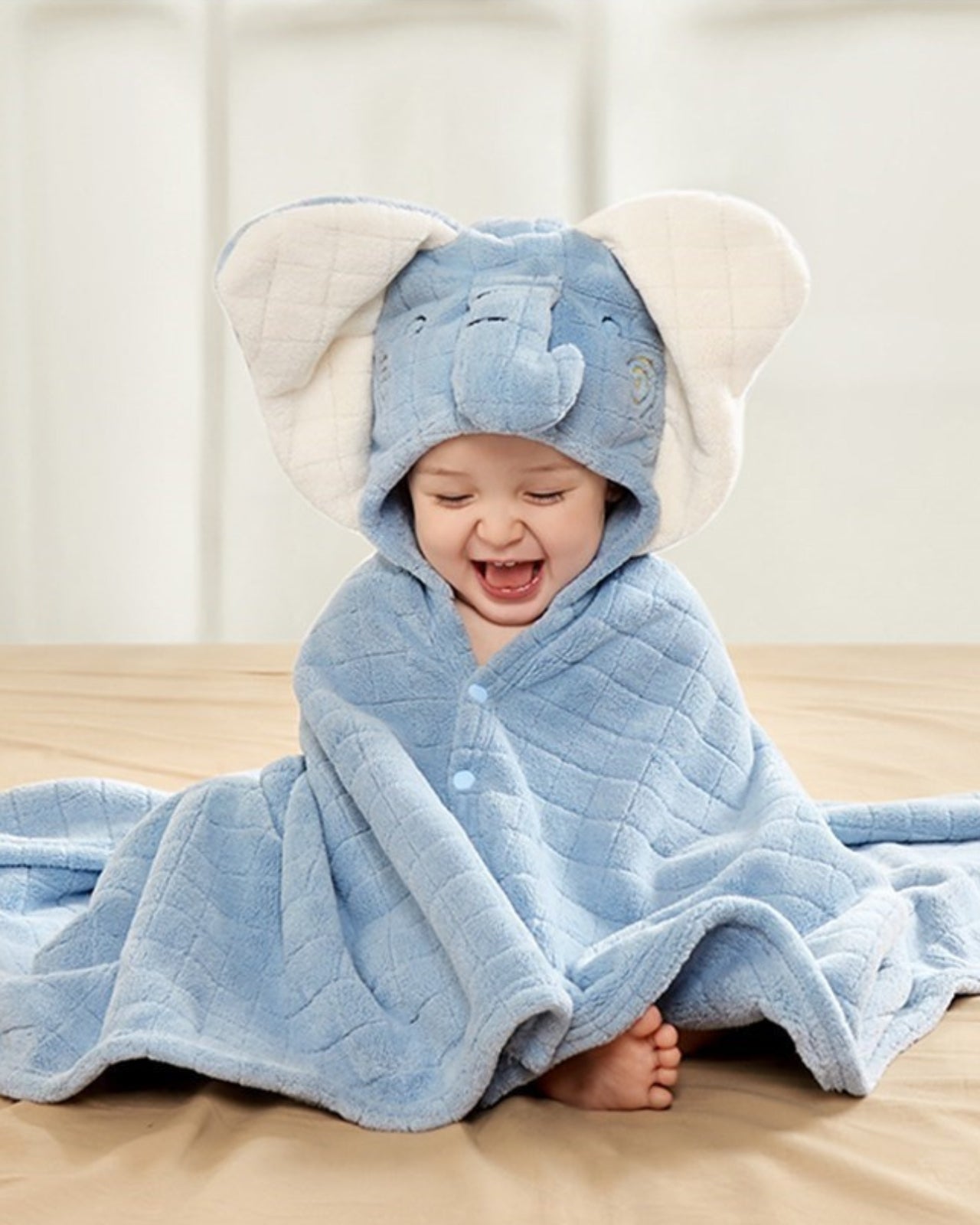 Soft Baby Bath Wrap | Cute Elephant Terry Towel - HappyKidMart