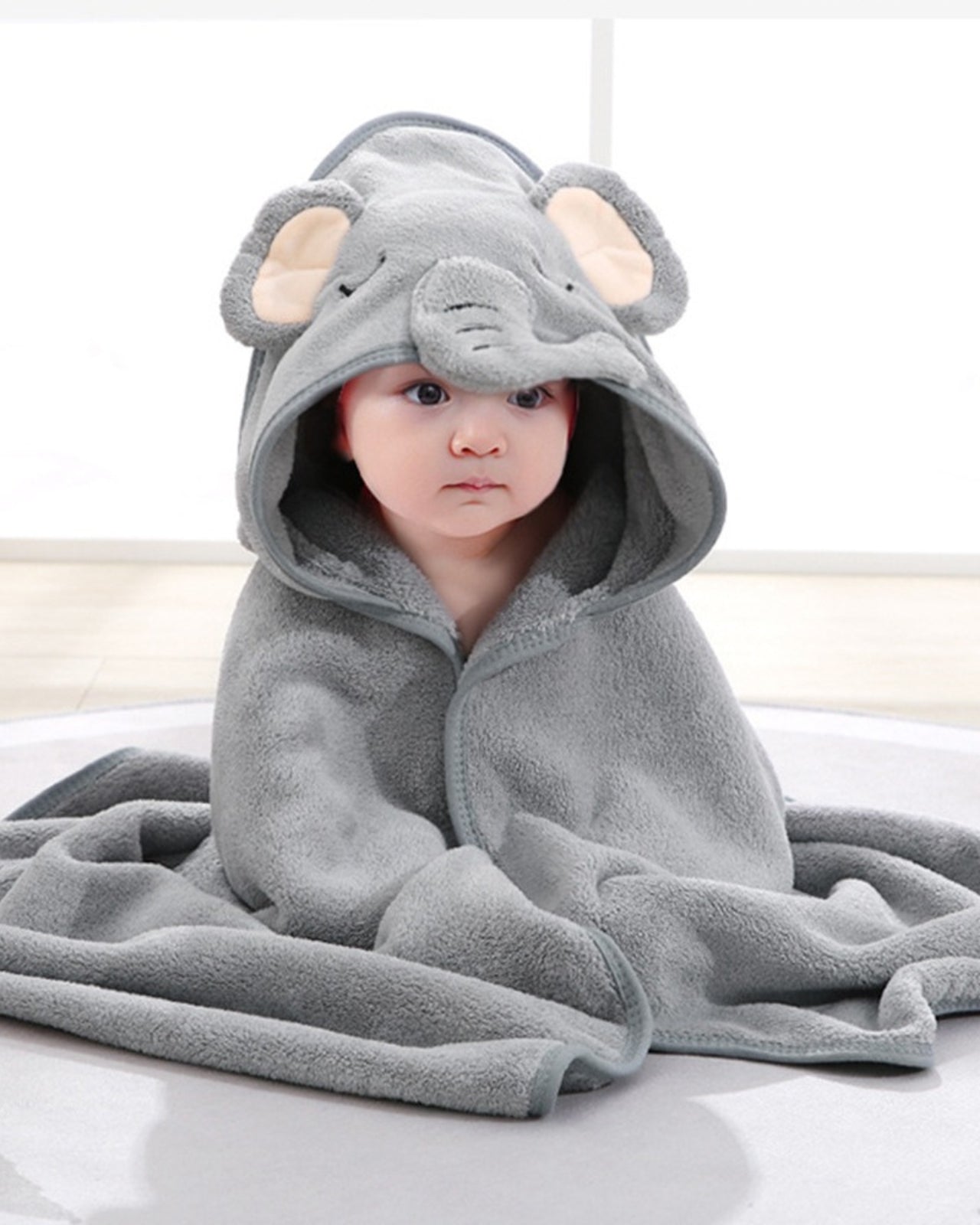 Cute Baby Bath Towel | Soft Elephant Hooded Wrap - HappyKidMart