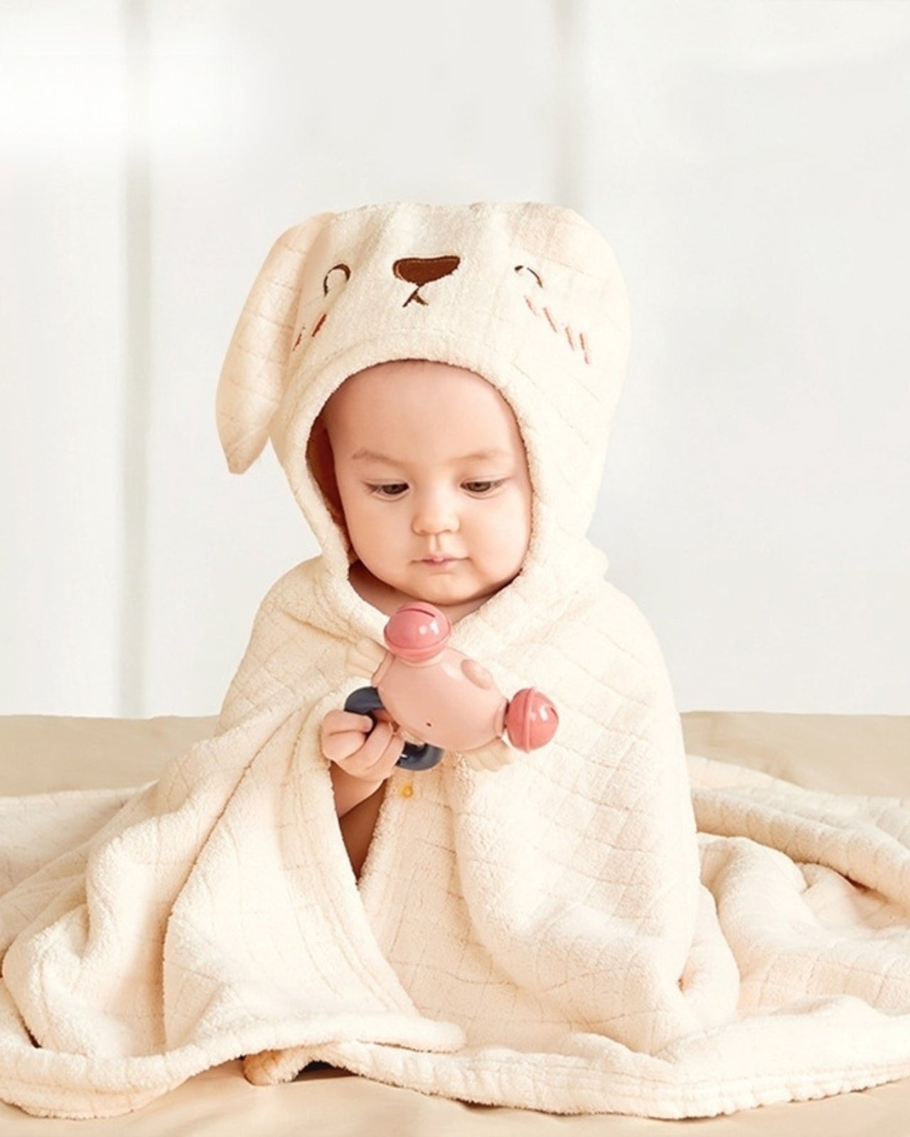 Plush Baby Bath Wrap | Gentle Cotton Animal Print - HappyKidMart