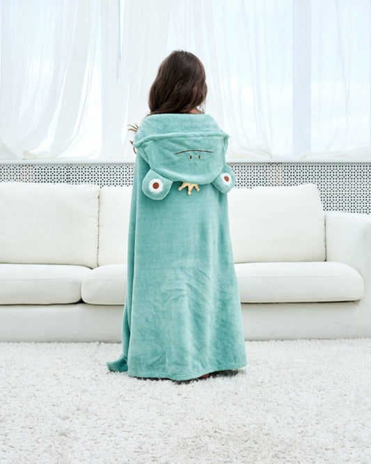 Soft Frog Hooded Towel for Kids in Pastel Green - HappyKidMart