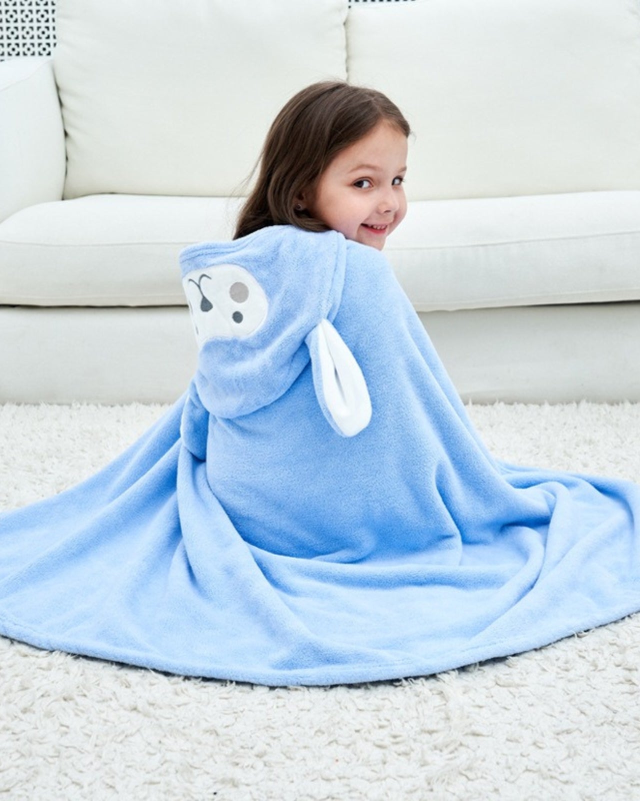 Cozy Children's Throw Blanket Blue Llama Design - HappyKidMart