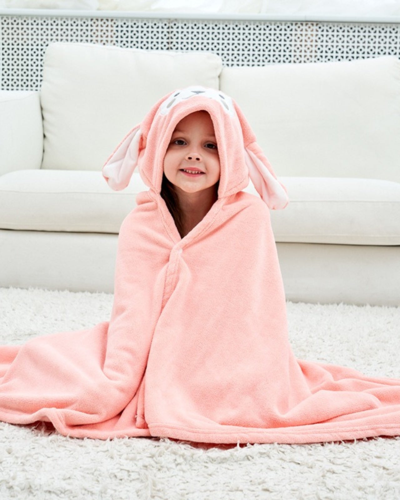 Plush Hooded Bunny Bath Towel for Kids - HappyKidMart