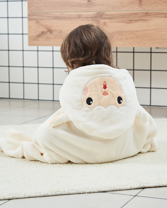 Soft Childrens Hooded Towel White Sheep - HappyKidMart