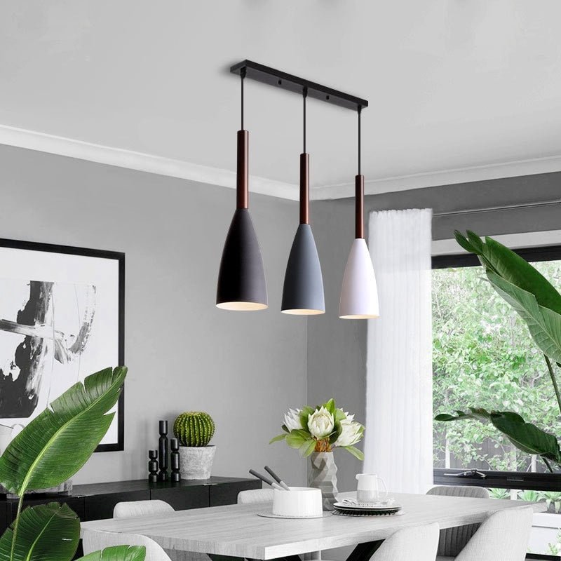 Sleek Black Wood Pendant Lighting Fixture