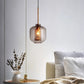 Sleek Grey Glass Pendant Lighting With Gold Trim - HappyKidMart