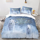 Wild Wolf Pattern Duvet Cover Set Blue Eyes Design