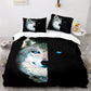 Wild Wolf Pattern Duvet Cover Set Blue Eyes Design - HappyKidMart