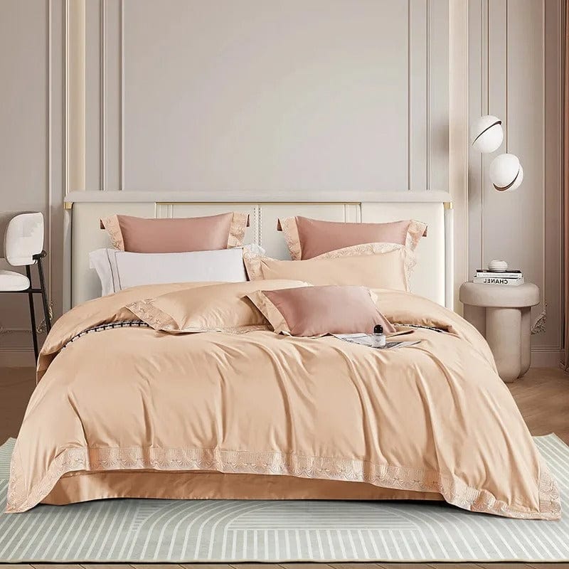Soft Peach Lace Bedding Set - HappyKidMart