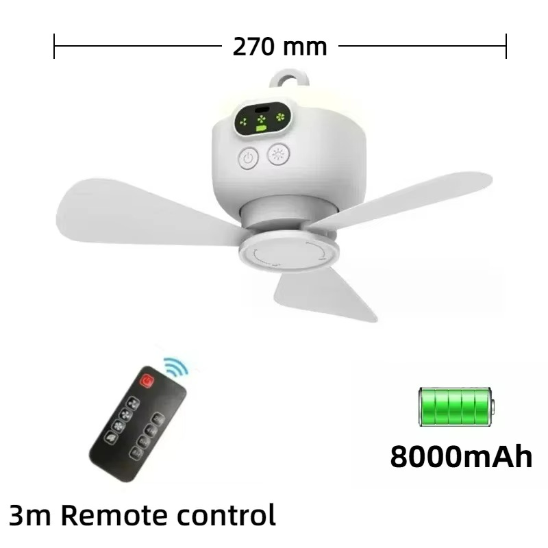 Compact USB LED Fan Light with Rechargeable Night Lamp