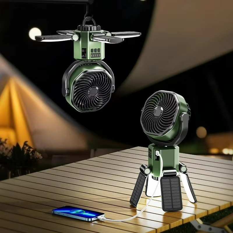 Compact Outdoor Solar Fan with LED Light - HappyKidMart