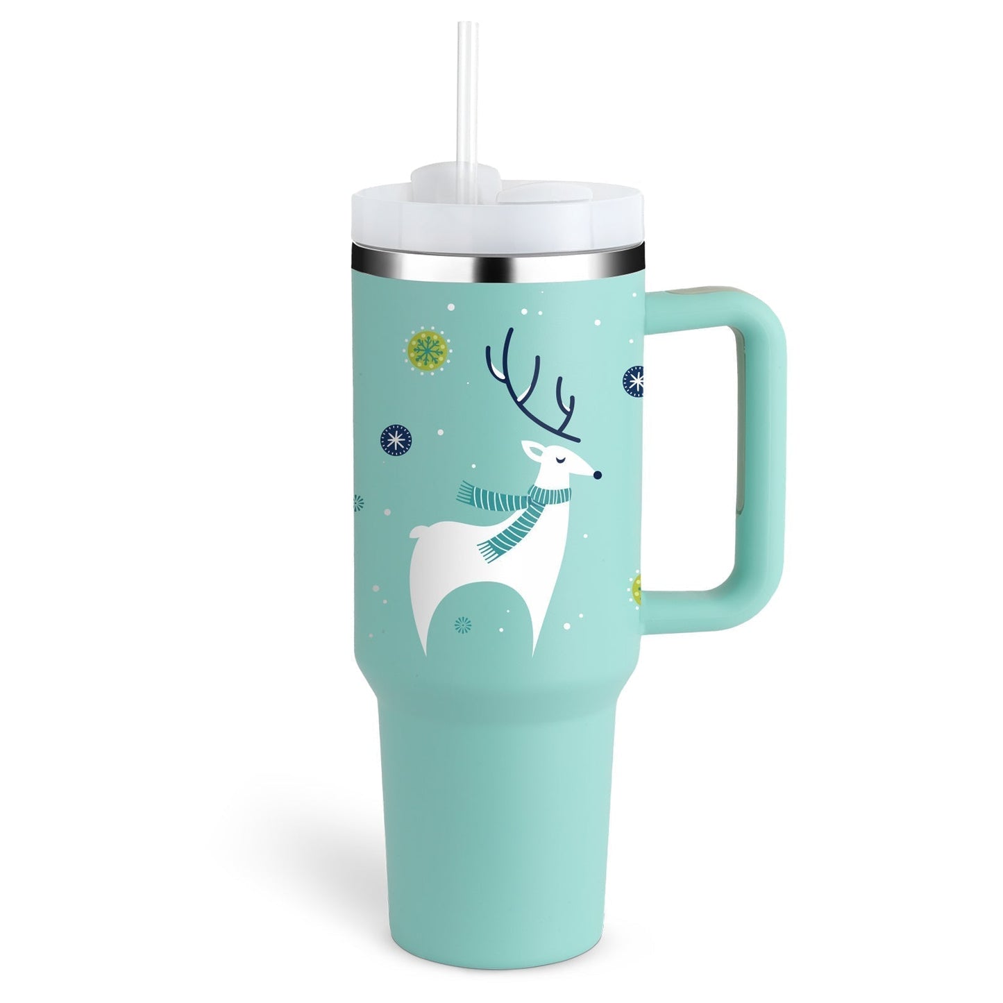 Leopard Print Thermal Coffee Mug with Lid and Straw