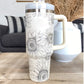 Leopard Print Thermal Coffee Mug with Lid and Straw