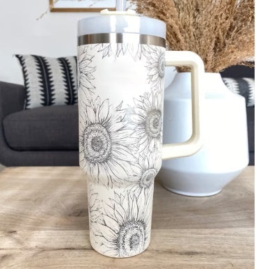 Leopard Print Thermal Coffee Mug with Lid and Straw