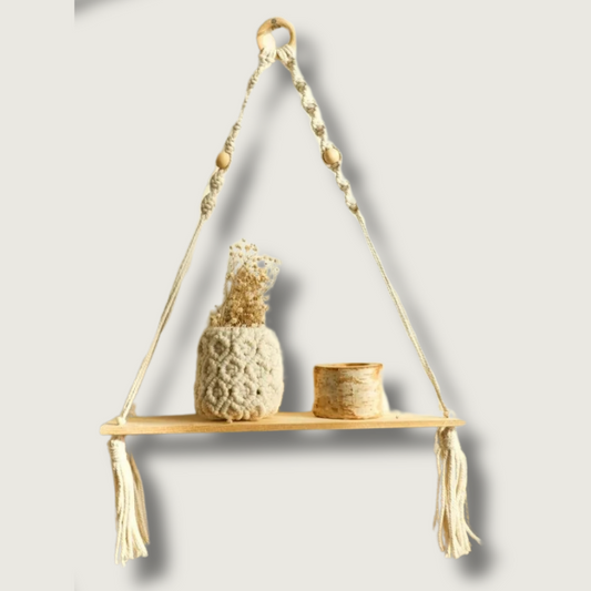 Boho Chic Wooden Wall Shelf - HappyKidMart