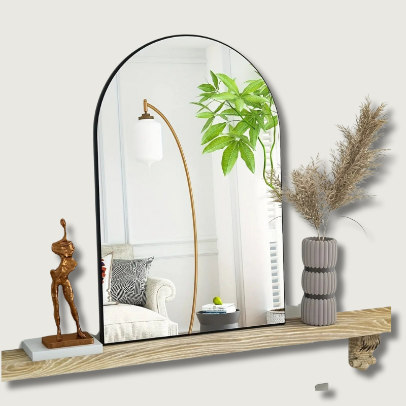 Curved Wall Mirror | Sleek Silver Frame Style - HappyKidMart