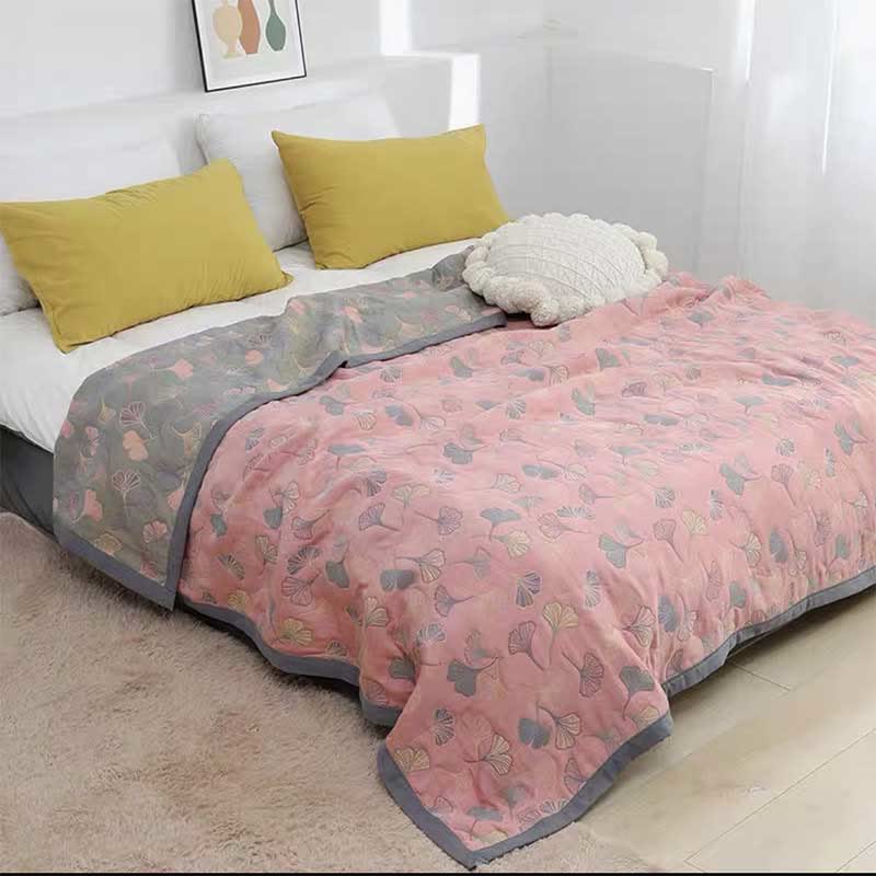 Floral Reversible Cotton Duvet Cover Ginkgo Leaf Design