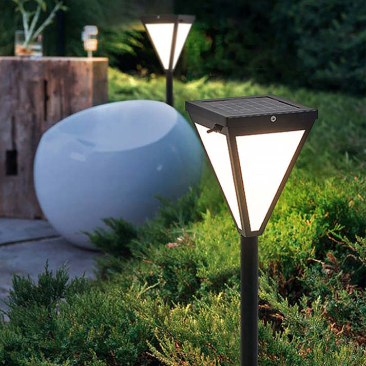 Outdoor Solar Powered Path Lamp | Black Contemporary Style - HappyKidMart