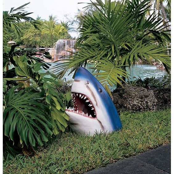 Large Shark Garden Statue Outdoor Decor - HappyKidMart