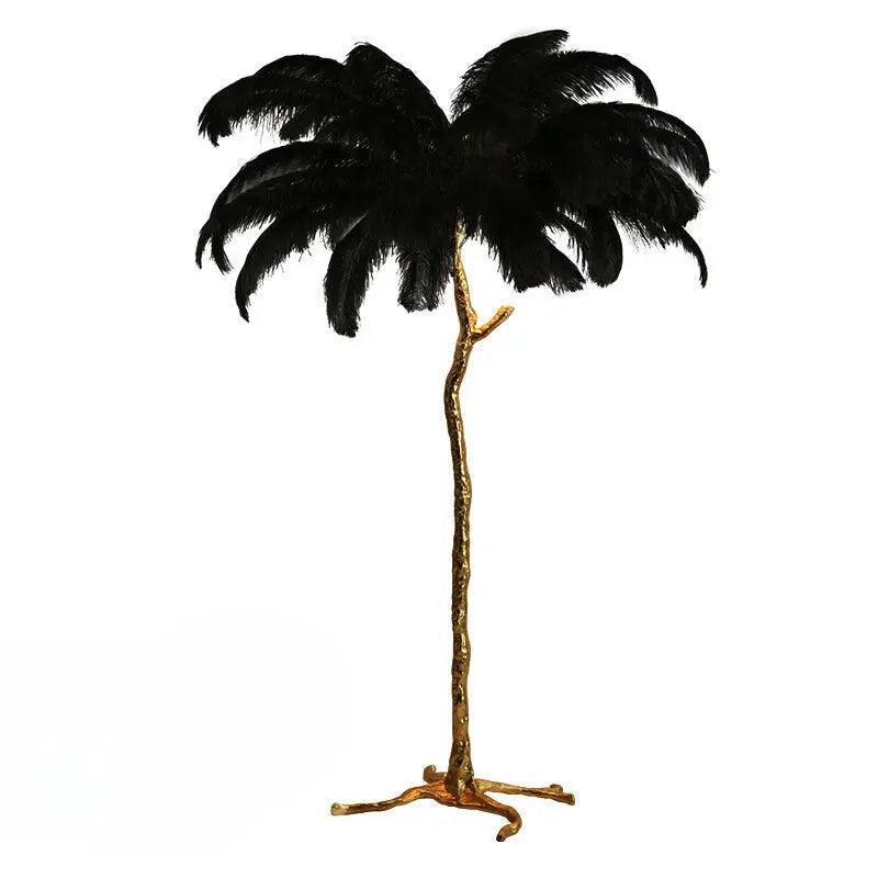 Soft Pink Feather Floor Lamp Gold Base