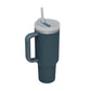 Leopard Print Thermal Coffee Mug with Lid and Straw
