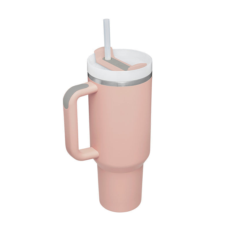 Leopard Print Thermal Coffee Mug with Lid and Straw