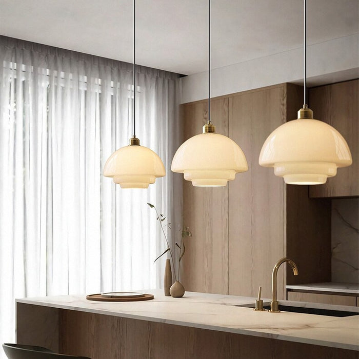 Elegant Glass Pendant Lighting with White Shade - HappyKidMart