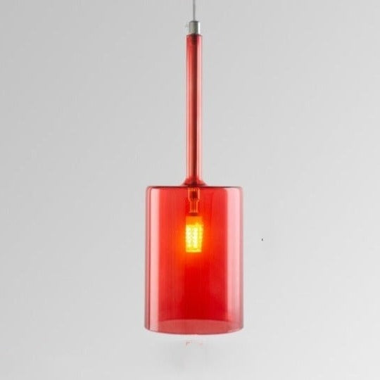 Modern Glass Pendant Lighting | Clear Red Hanging Lamp
