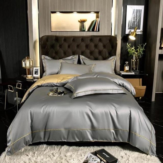 Luxurious Silver Accent Cotton Bed Sheets Set - HappyKidMart