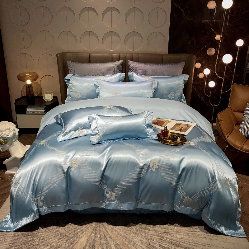 Soft Cotton Bedding Set Blue Floral Pattern - HappyKidMart