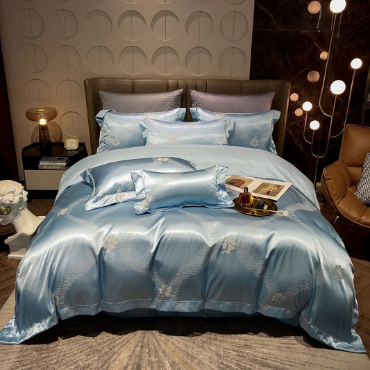 Soft Cotton Bedding Set Blue Floral Pattern - HappyKidMart