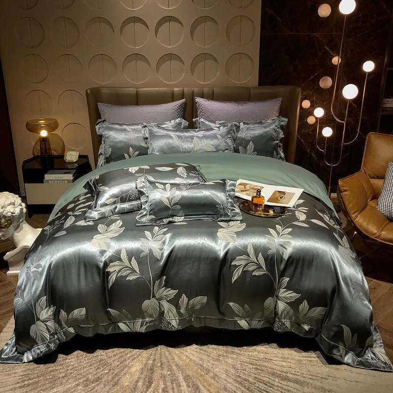 Soft Cotton Bedding Set Blue Floral Pattern
