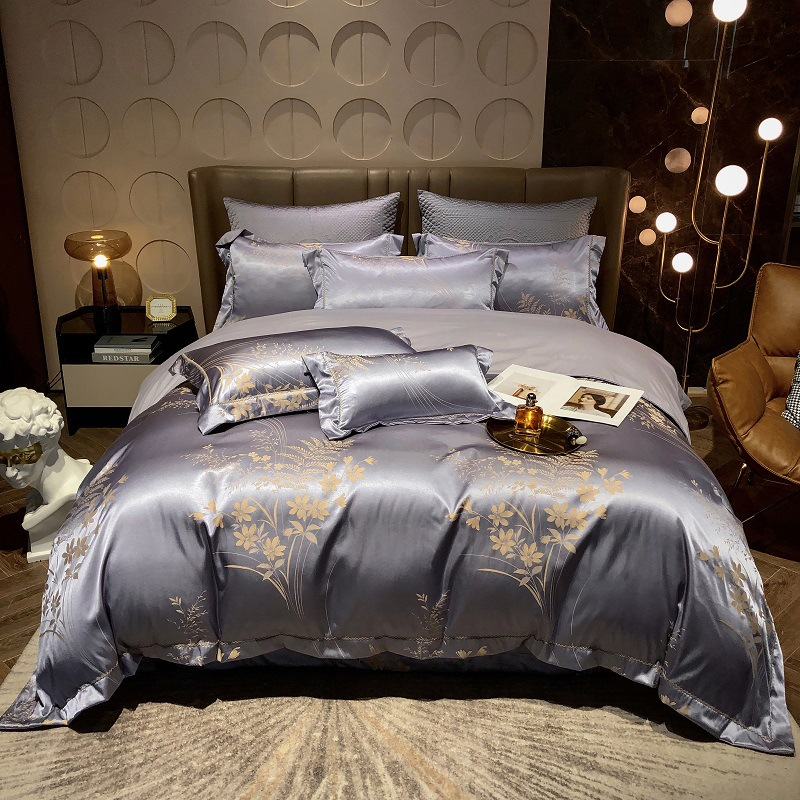 Soft Cotton Bedding Set Blue Floral Pattern