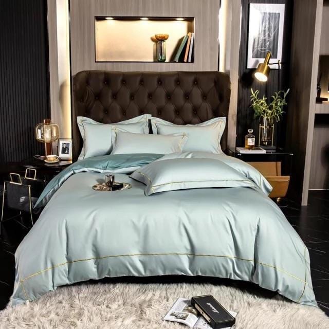 Luxurious Silver Accent Cotton Bed Sheets Set
