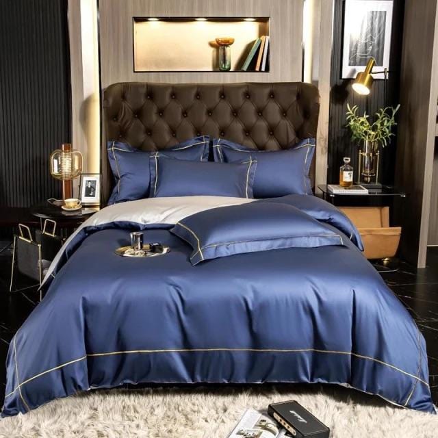 Luxurious Silver Accent Cotton Bed Sheets Set