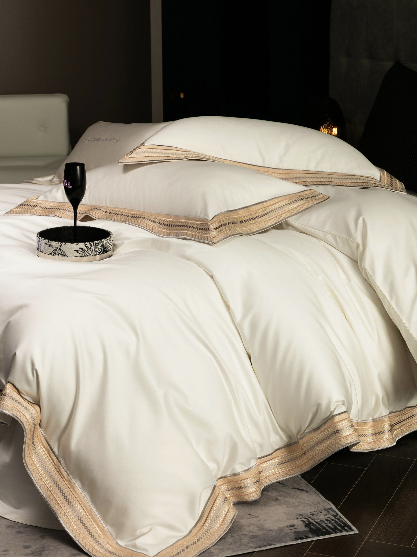 Soft Green Cotton Bed Sheet Set with Delicate Lace