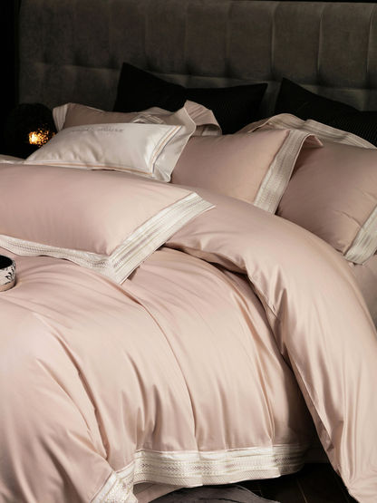 Soft Green Cotton Bed Sheet Set with Delicate Lace